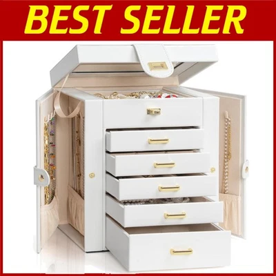 Estuche de almacenamiento de joyas de cuero moderno - 5 cajones Foto 1 de 4