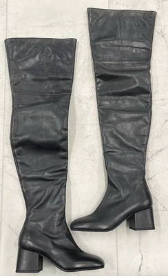 NUEVO EN CAJA Botas de Cuero Arrugado Marni Sobre la Rodilla En Negro De Colección Talla:36 (US 6) Foto 1 de 4
