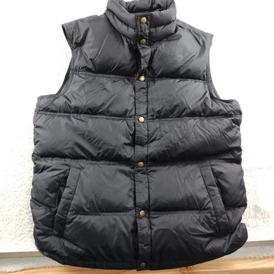 LANDS' END DOWN PUFFER VEST Men Medium (38-40) Black Nylon Snap Button - Image 1 of 4
