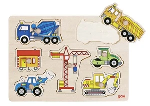 Goki 57593 Lift Out Puzzle, Building Site Vehicles, Mixed - Picture 1 of 6