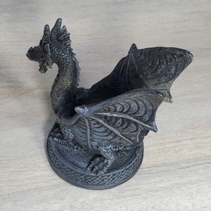 Mittelalter grauer Drache Teelicht Kerzenhalter 4,25" hoch Weihnachten Geburtstag Geschenk - Bild 1 von 11