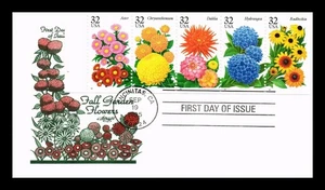 DR JIM STAMPS US COVER FALL GARDEN FLOWERS BOOKLET FDC ARTMASTER CACHET - Picture 1 of 2