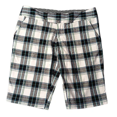 Roxy Plaid Shorts Women’s Sz 9 White Black Blue Bermuda Chequerd Coastal Beachy - Image 1 of 4