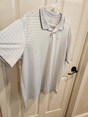 Camisa de golf Nike, rayas plateadas/blancas, XL para hombre Foto 1 de 4