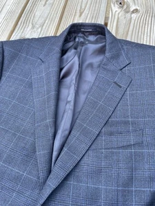 Ermenegildo Zegna Sportcoat 46R EU56 Trofeo Flannel POW Check Navy Big Guy Fit - Picture 1 of 10