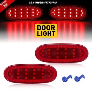 2X Red Rear Door Panel Courtesy LED Lights Cover For 2002-2009 Ram Durango Aspen - Picture 1 of 12
