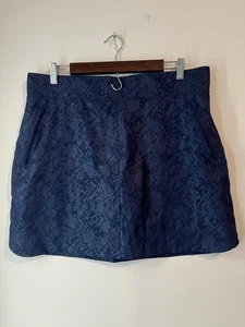 Orvis Embossed Print Travel Skort Women's Large Blue Stretch Golf Tennis - Picture 1 of 6