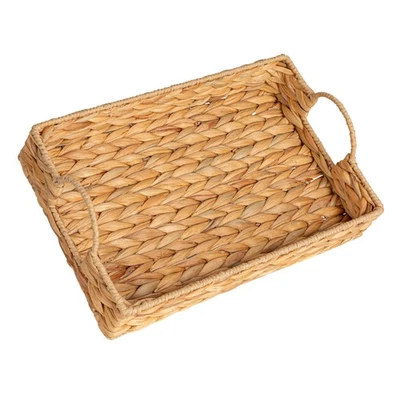 Water Hyacinth Handwoven Tray with Handles, Natural - Image 1 of 4