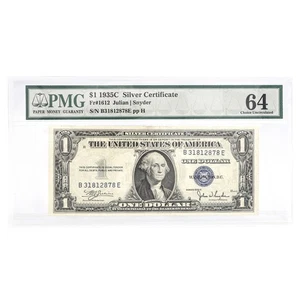 PMG $1 1935C Silver Certificate Fr#1612 Julian Snyder 64 Choice Uncirculated - Picture 1 of 2