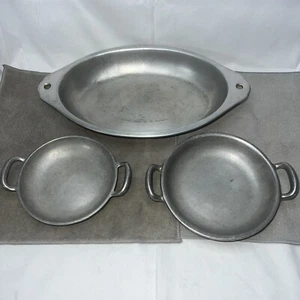 3pc Lot Vintage 1X Wilton Armetale  Oval Platter W/Handles/2X Dish with Handles - Picture 1 of 6