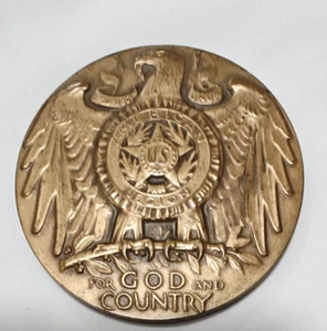 Vintage US American Legion School Award For God & Country Medal Bronze Eagle - Picture 1 of 9
