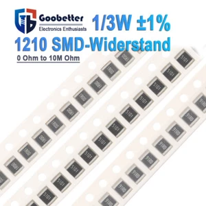 100Stück 1210 SMD/SMT-Widerstände 1/3W Chip-Widerstand ±1%-Bereich von (0Ω~10MΩ) - Picture 1 of 8