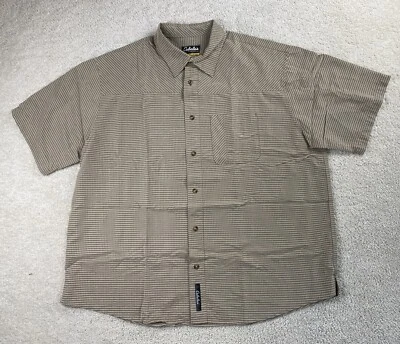 Cabelas Shirt Mens XL Beige Button Up Short Sleeve Outdoor Striped - Image 1 of 4