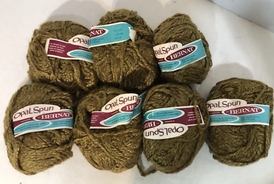 Vtg Yarn Bernat "Opal Spun" Gold Mix Virgin Wool Blend Skeins 2ozs - Lot of 7 - Image 1 of 4