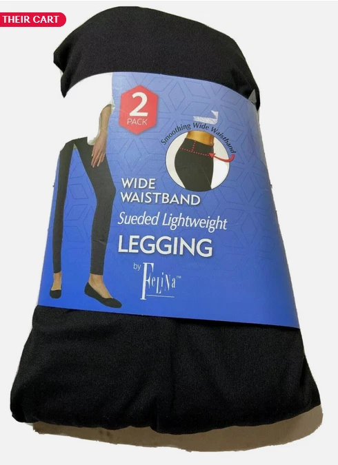 Felina 2 Pack Leggings Wide Waistband Suede Lightweight Soft ( BLACK, M  ) NWT - Image 1 of 1