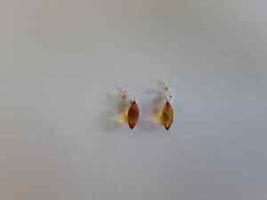 Baltic Amber faceted 2cm oval bead stud earrings with 0.925 sterling silver link