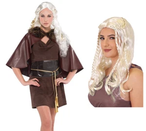 LADIES WARRIOR DRESS WITH CAPE FANCY DRESS COSTUME QUEEN OF DRAGONS MEDIEVAL - Picture 1 of 6