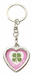 Lucky Real Four Leaf Clover Heart Keyring with Certificate Christmas Gift - Foto 1 di 1