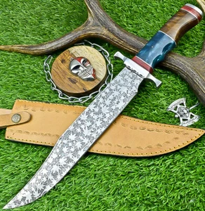 Coltello da caccia lama acciaio J2 17" personalizzato fatto a mano, coltello Bowie con fodero UN-8059 - Foto 1 di 10