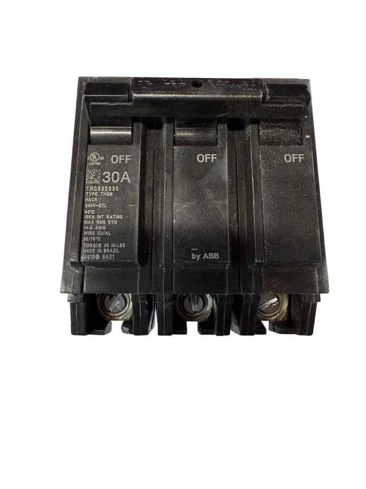 General Electric THQB32030 Breaker 30AMP 3POLE 240VOLT Bolt-in by ABB - Image 1 of 1