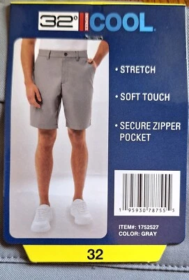 Pantalón corto 32 Degrees para hombre Twill Tech Performance elástico tacto suave talla 32 gris Foto 1 de 4