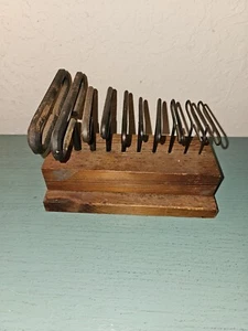 Vintage Eklind 10 Piece T Allen Key/Wrench Set W/Wood Base-Very Good - Picture 1 of 6