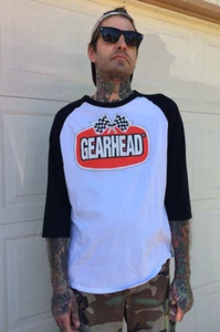 Gearhead Logo 3/4 Black Sleeve Raglan Jersey SM Hot Rods Motorsport Kustom Punk - Bild 1 von 6