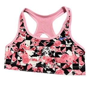 Nike Swoosh Big Girl's Printed Reversible Sports Bra Size Medium Floral Pink - Picture 1 of 8