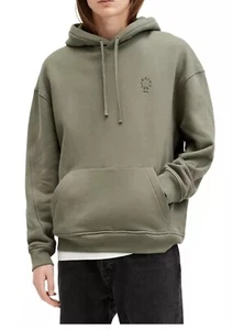 Neu mit Etikett AllSaints Haven übergroßer Hoodie mit gesticktem Logo Thymiangrün für Herren Small - Bild 1 von 4