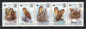 Owls on stamp Swaziland WWF strip mnh vf  Scott 405  125.00