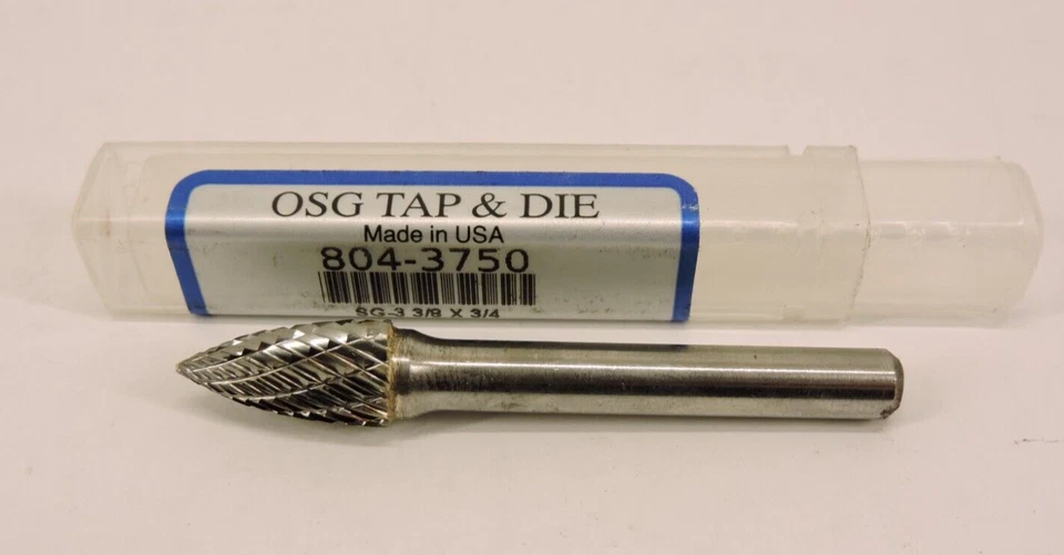 OSG 804-3750 Carbide Bur,Pointed Tree, SG-3 3/8 x 3/4" - Image 1 of 1