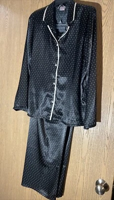 Pantalones de pijama Gilligan o Malley para mujer talla mediana, azul marino satinado lunares Foto 1 de 2