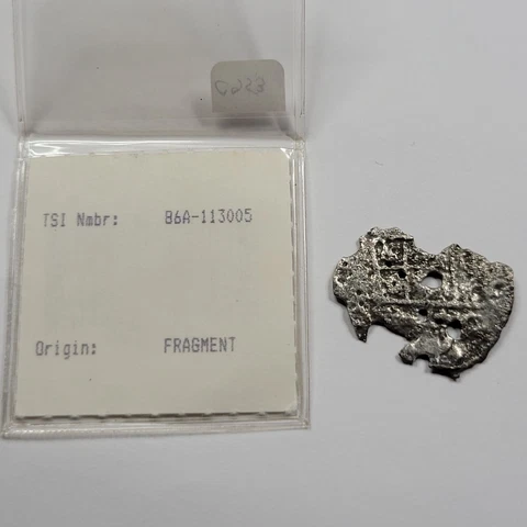 1574-1598 ATOCHA SHIPWRECK w/ FISHER INSERT Cob 8 Reales FRAGMENT Assay B *C953 Cover