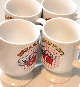 4x 80’s Break Time Ceramic Tea Coffee Soup Work Office Home Mugs - Picture 1 of 2