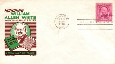 SC#960 FDC 1948 - William Allan White Cachet - Sin dirección - Único - F430 Foto 1 de 2