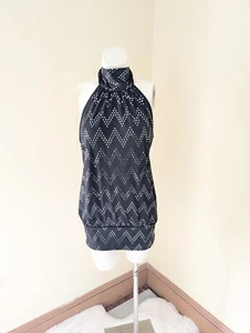 Body Central Party Top Womens L NWT Glitter Black Long Open Back Y2K Mob Wife - Picture 1 of 17