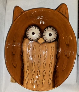 Owl Serving Bowl Grasslands Road Ceramic Brown Fall Quirky Party 10.5" Long - Picture 1 of 9