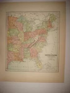 ANTIQUE 1892 EAST EASTERN UNITED STATES MAP RAILROAD FLORIDA TEXAS MAINE OHIO NR - Picture 1 of 1