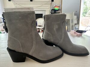 Rag & Bone Women's Bristol Waxed Suede Ankle Boots Cemento Gray Size 38.5 US 8.5