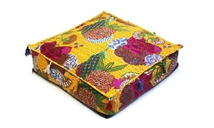 Indian Fruit Cushion Cover 32" Inches Floor Pillow Square Kantha Cushion Covers - Picture 1 of 5