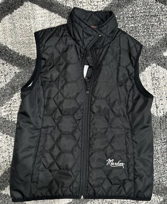 Marker 女式黑色模拟领无袖绗缝松饼背心全拉链 M 码 — 第 1/4 张图片