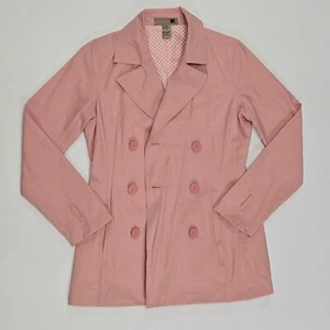 Womens Small Pink Double Breasted Overcoat Buttoned Belt Jacket Blazer Ladies - Picture 1 of 16
