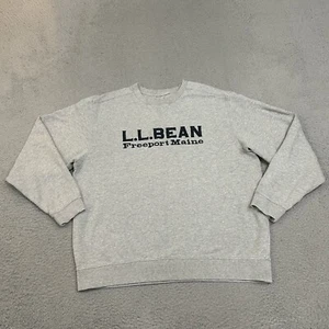 LL Bean Sweatshirt Mens Large Tall Gray Pullover Crew Neck Spell Out Outdoors - Picture 1 of 10