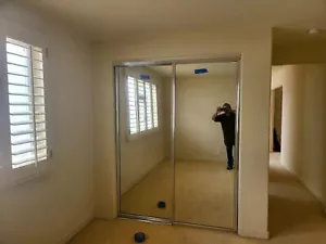 Sliding Mirrored Closet Chrome Doors - Picture 1 of 1