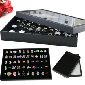 100 Slots Jewelry Ring Display Organizer Case Tray Holder Earring Storage Box_US - Picture 1 of 11