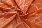 Vintage Sarees Brown 100% Pure Silk Printed Sari Craft 5 Yard Fabric Handmade