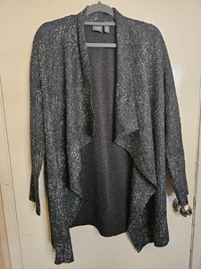 Chico's Travelers Collection Dark Green Ivory Fleck Crinkle Open Size 2 Large - Picture 1 of 6