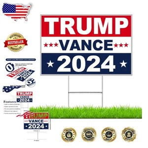 Letreros de patio Trump para exteriores 2024 - grandes de doble cara con soporte de marco en H - Imagen 1 de 10