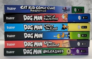 Dog Man Series Lot Of 6 Books by Dav Pilkey - Cat Kid Comic Club - Very Nice ! - Picture 1 of 24
