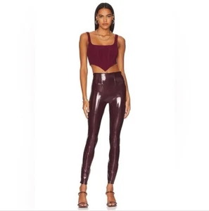 SPANX Faux Leather Leggings Ruby Burgundy Liquid Gloss Size M Tall NWT - Picture 1 of 11